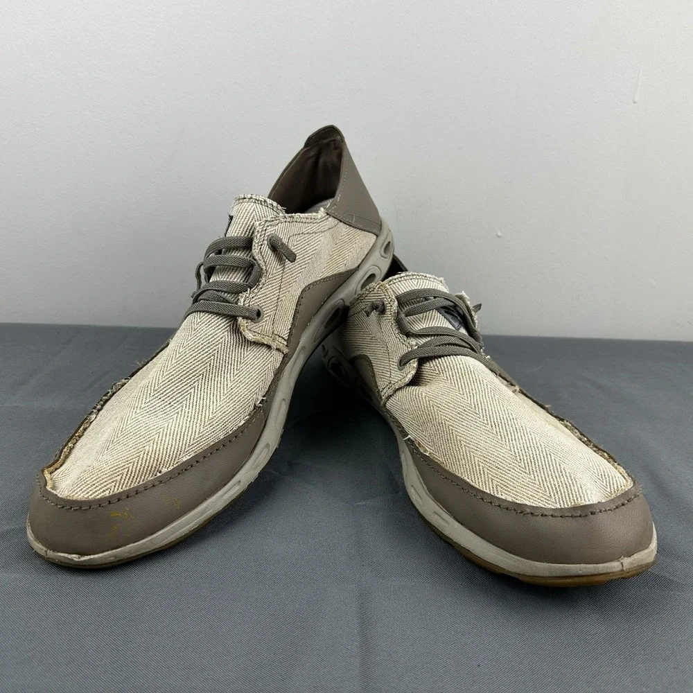 Columbia Bahama Vent PFG Laced Boat Deck Shoes Mens 15 Tan Beige